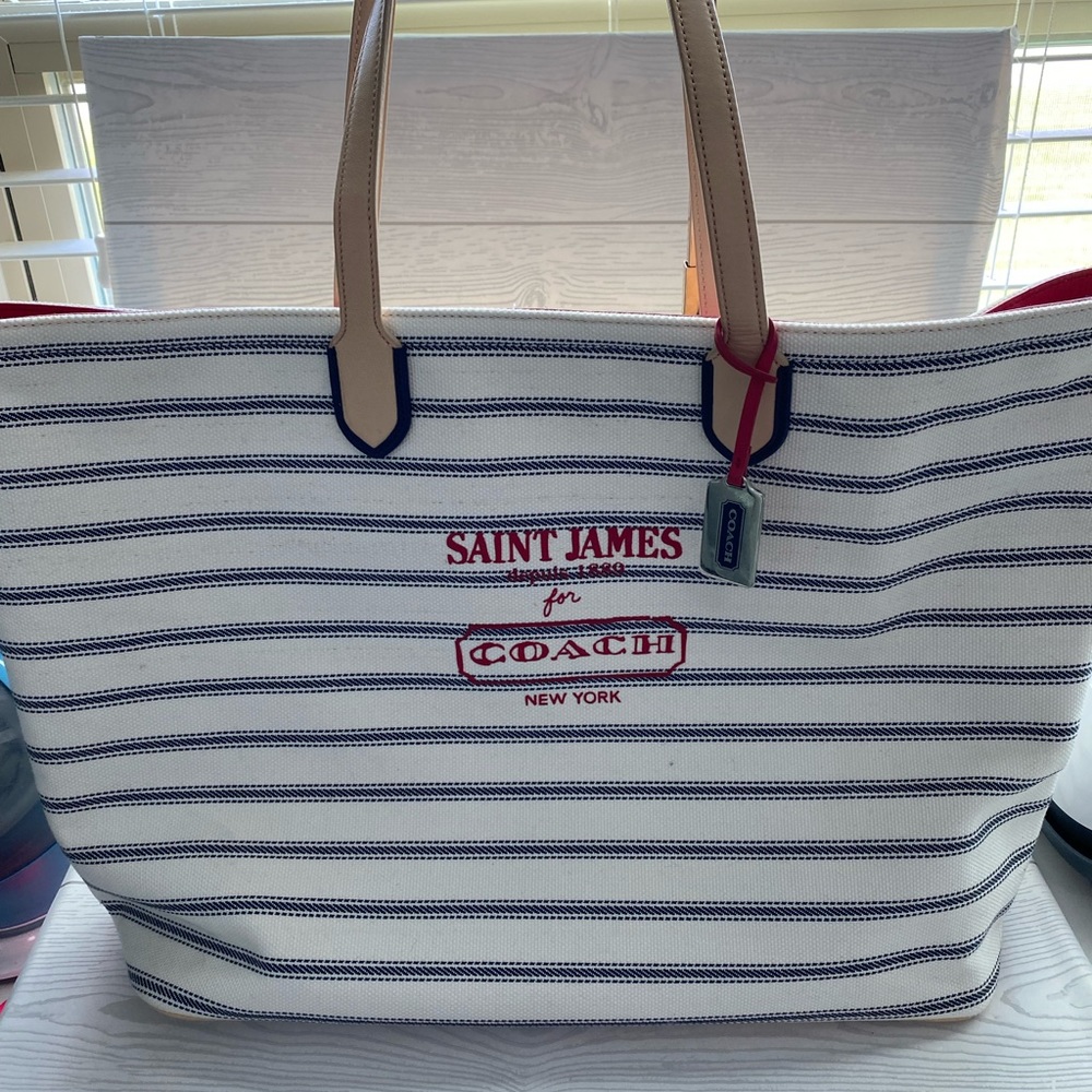 Coach tote St.James summer nautical canvas leather